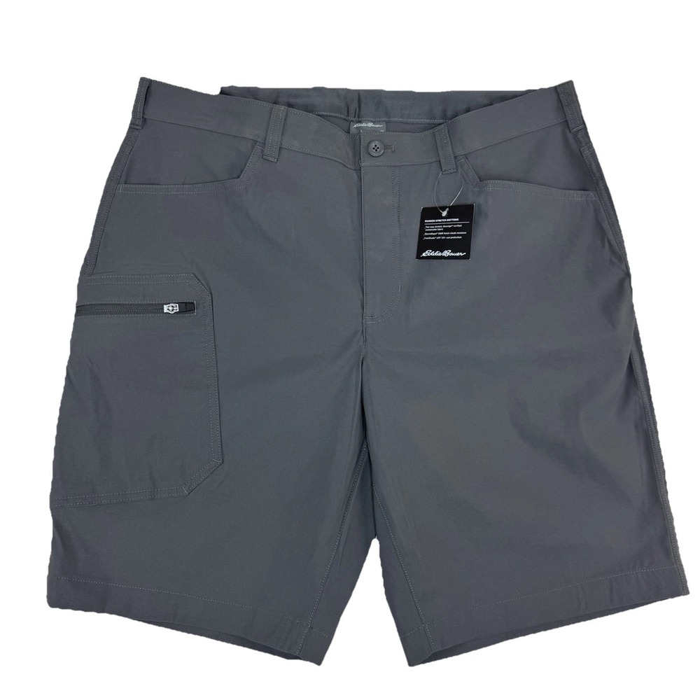 NEW Eddie Bauer Rainier Tech Shorts Men's 38 Gray Stretch Hiking Outdoor $60